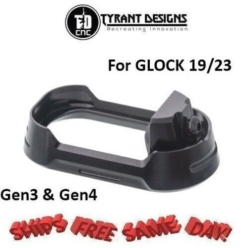 Tyrant Designs Glock 19/23 Magwell BLACK, BLACK Screw # TD-G19-G34-MW-BLK-BLKSRW