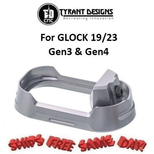 Tyrant Designs Glock 19/23 Magwell GREY, BLACK Screw #TD-G19-G34-MW-GREY-BLKSCRW