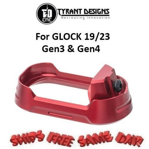 Tyrant Designs Glock 19/23 Magwell RED, BLACK Screw # TD-G19-G34-MW-RED-BLKSCRW