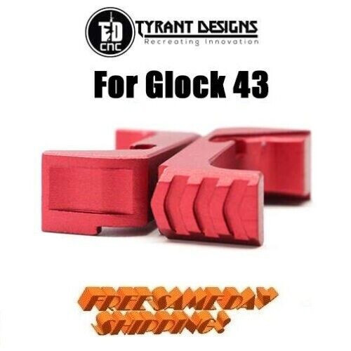 Tyrant Designs Glock 43 Extended Mag Release, RED New!! # TD-43E-R