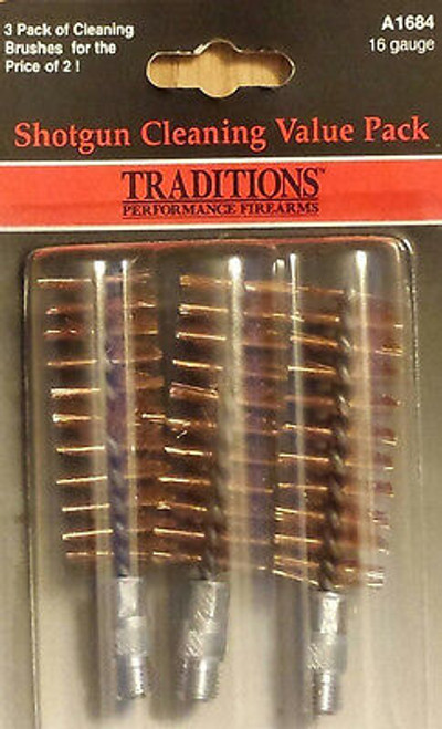 Traditions 16 Gauge Shotgun Bronze Bristle Brush Value Pack of 3  # A1684  New! Traditions 16 Gauge Shotgun Bronze Bristle Brush Value Pack of 3  # A1684  New!
