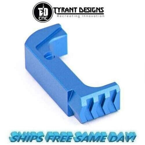 Tyrant Designs Glock 43 Extended Mag Release, BLUE, Aluminum New!! # TD-43E-B