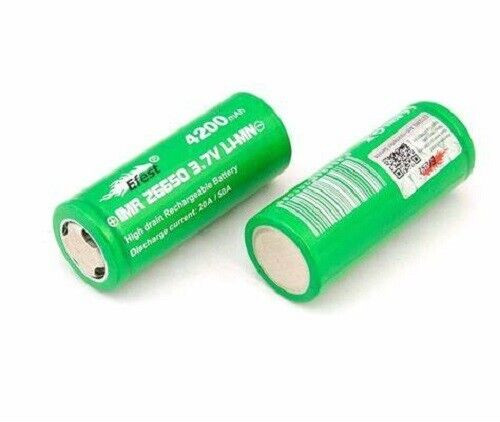 TWO IMR eFest 4200 mAh 26650 3.7v Li-Mn Flat Top *AUTHENTICITY CODE * New! TWO IMR eFest 4200 mAh 26650 3.7v Li-Mn Flat Top *AUTHENTICITY CODE * New!