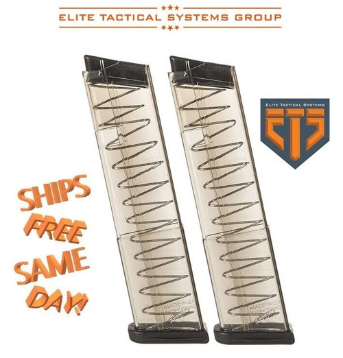 TWO ETS Elite Tactical Systems 9-Round Magazines for Glock 43 9MM Luger GLK-43-9