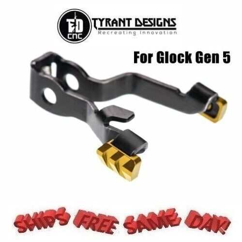 Tyrant Designs Glock Gen 5 Extended Slide Release, GOLD NEW! # TD-GSTOP-5-GOLD Tyrant Designs Glock Gen 5 Extended Slide Release, GOLD NEW! # TD-GSTOP-5-GOLD