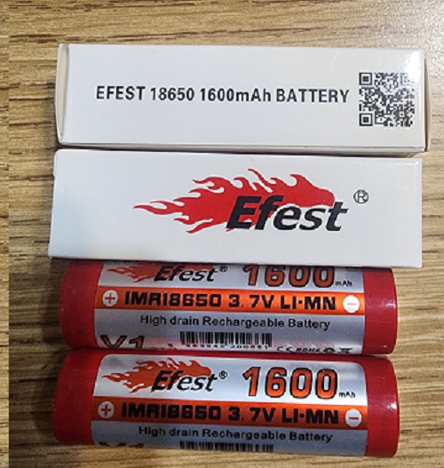 Efest IMR18650 1600mAh, 30Amp, 3.7V LiMn Battery, 2 PACK  NEW! # EFESTIMR18650