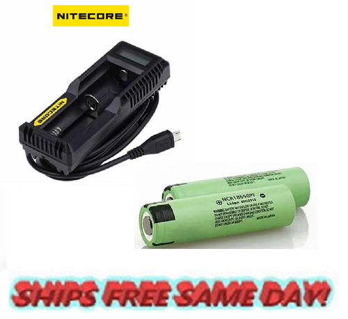 Nitecore UM10 Micro USB Li-ion Battery Charger w/ 2 18650 Batteries NCR18650PF