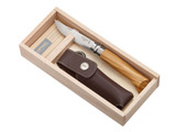 Giftbox zakmes N°08 Olive,Opinel Luxury,rvs/olijfhout,etui