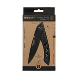 Couteau de poche, Homey's, Apache, cran de sureté, acier inoxydable/Titanium, noir, boîte