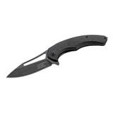 Couteau de poche à 1 mainHerbertz, noir, acier inoxydable/G10, courbé, boîte