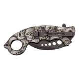 Couteau de poche Karambit, Herbertz, Crânes, acier inoxydable/ABS, boîte
