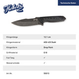 Couteau d'extérieur, Herbertz, 8cm, acier inoxydable/G10, étui en nylon, boîte