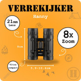 Verrekijker, Homey's, Fieldpal B1, BK7, zwart, 8x21, doos