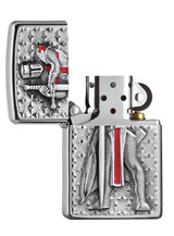 Aansteker,Zippo,Fantasy,Templer II,brushed chrome,windbst.