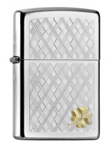 Aansteker,Zippo,Nature,Argyle Clover,satin chrome,windbest.