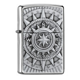 Briquet, Zippo, Boussole, Chrome brossé, boîte