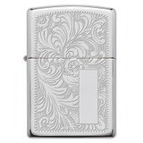 Aansteker, Zippo, Venetian, Polished Chrome, doos