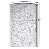 Aansteker, Zippo, Venetian, Polished Chrome, doos