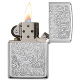 Aansteker, Zippo, Venetian, Polished Chrome, doos