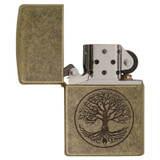 Briquet, Zippo, arbre de vie, laiton antique, boîte
