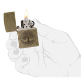 Aansteker, Zippo, Tree of Life, Antique Brass, doos