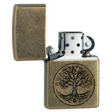 Briquet, Zippo, arbre de vie, laiton antique, boîte
