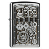 Aansteker, Zippo, Gear Wheels, Satin Chrome, doos