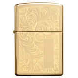 Aansteker, Zippo, Venetian, Polished Brass, doos