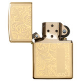 Aansteker, Zippo, Venetian, Polished Brass, doos