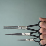 Kappersschaar, Homey's, zwart, microkarteling, 12cm, doos