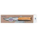 Set à fromage 2 pièces, Opinel, couteau+fourchette, acier inoxydable/bois d'olivier, coffret