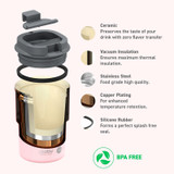 Drinkbeker, Asobu, Coffee Express, keramisch, roze, 360ml Drinkbeker, Asobu, Coffee Express, keramisch, roze, 360ml