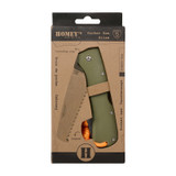 Scie de poche, Homey's, bricolage, Silas, acier inoxydable/G10, vert, boîte