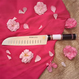 Couteau Santoku, Kyna, acier inoxydable, manche rayé, 18 cm, coffret