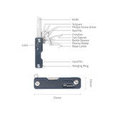 Zakmes, Nextool, multifunctioneel, 10f, RVS, khaki, doos