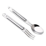 Bestekset vork+lepel, Nextool, 2-delig, rvs, pp houder