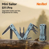 Multitool, Nextool, Mini Sailor S11 Pro, 12f, rvs/blauw