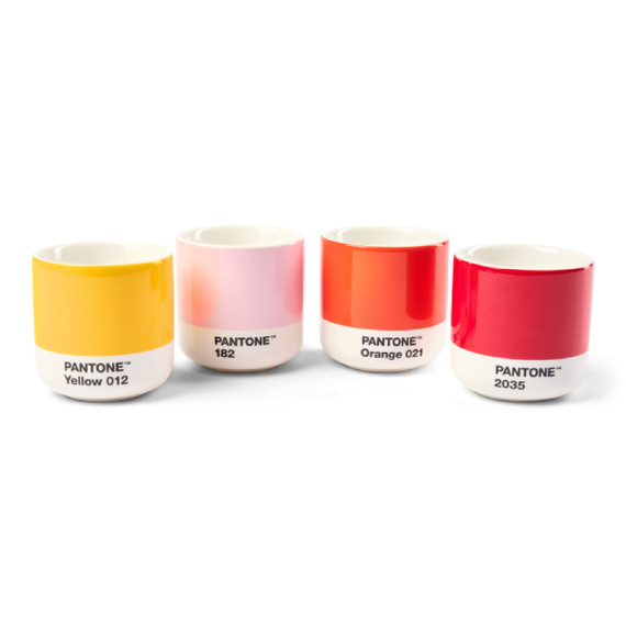 Tasses à macchiato, lot de 4, Pantone, jaune/rouge/orange/rose, porcelaine