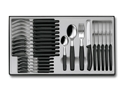 Linge de table,Victorinox,SwissCl.,24 pcs,acier inoxydable/PP noir,ds
