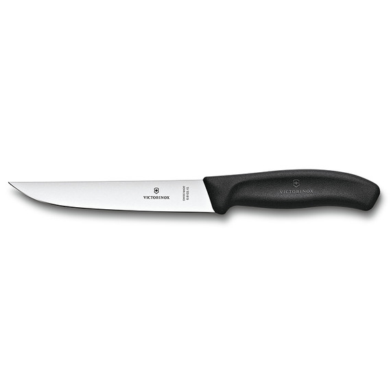 Couteau à viande, Victorinox, Swiss Classic, 15cm, noir, acier inoxydable, bl