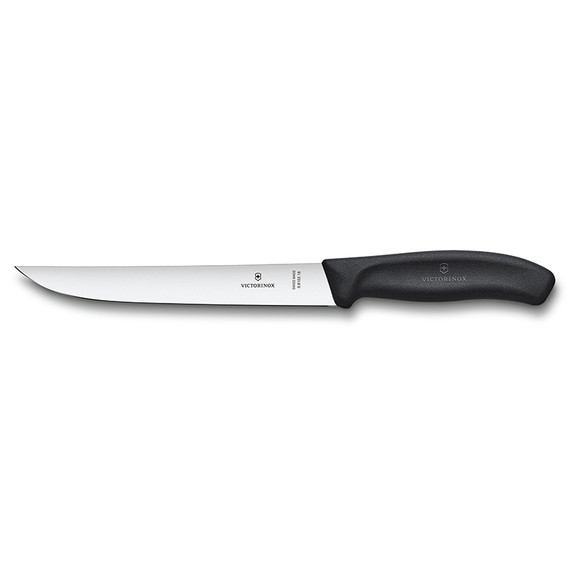Couteau à viande, Victorinox, Swiss Classic, 18cm, noir, acier inoxydable, bl