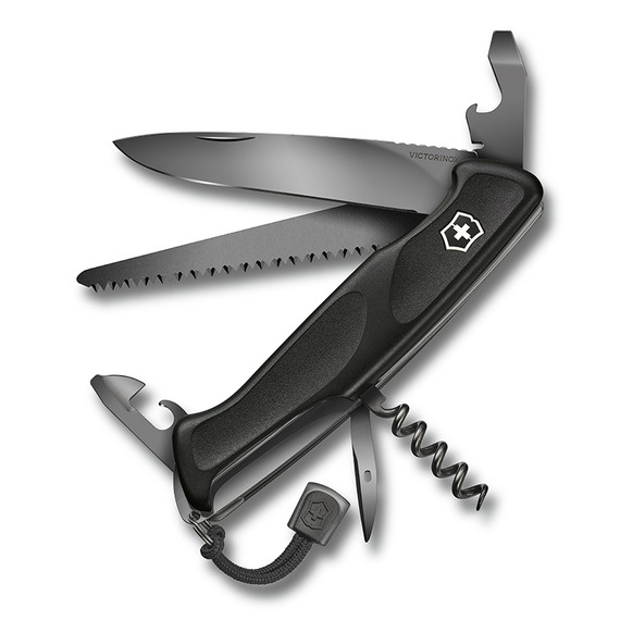Zakmes, Victorinox, Ranger Grip 55, Onyx black, 12f, doos