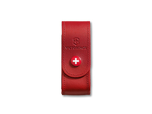 Pochette de ceinture v.couteau de poche, Victorinox, cuir rouge, 2-4 épaisseurs, boucle