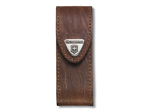 Pochette de ceinture v.couteau de poche, Victorinox, cuir brun, 2 épaisseurs, boucle