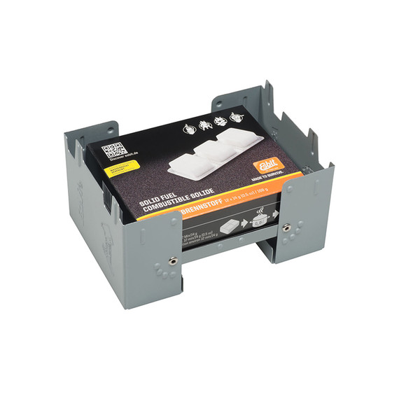 Pocket stove L, Esbit, RVS, met 12x14GR solid fuel, doos Pocket stove L, Esbit, RVS, met 12x14GR solid fuel, doos
