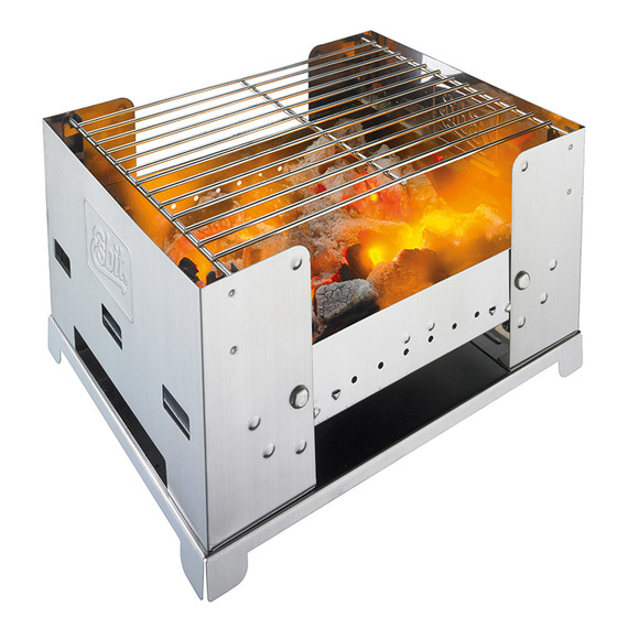 BBQ,pliable,Esbit,charbon,acier inoxydable,180x230x305mm,dans une valise de transport