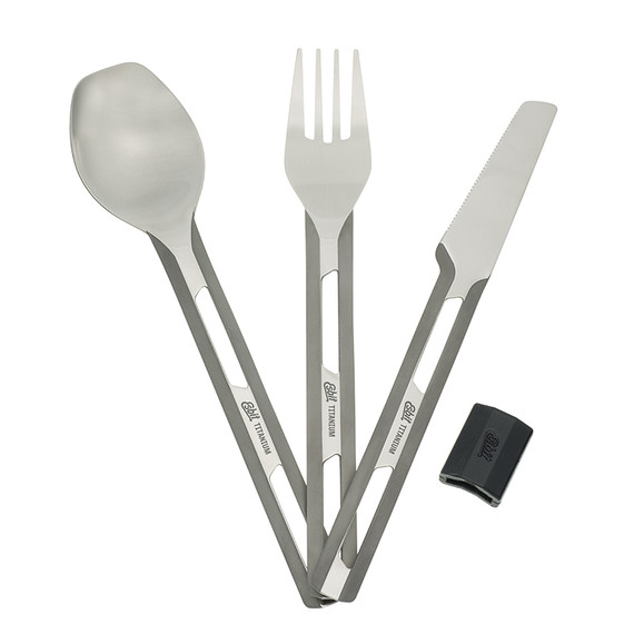 Campingbestek,3-dlg,Esbit,titanium,silic.houder