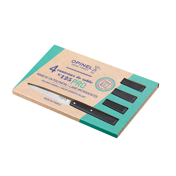 Ensemble de couteaux à steak 4 pièces, Opinel, N°125 Pro, acier inoxydable/POM, boîte