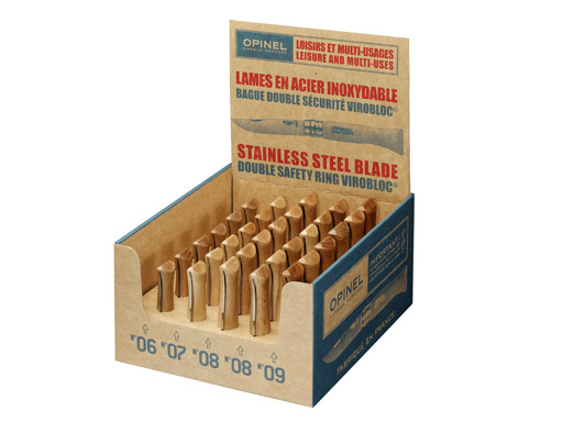 Présentoir pour couteaux de poche 30 pcs, 5x Inox assorti, Opinel Classic, boîte