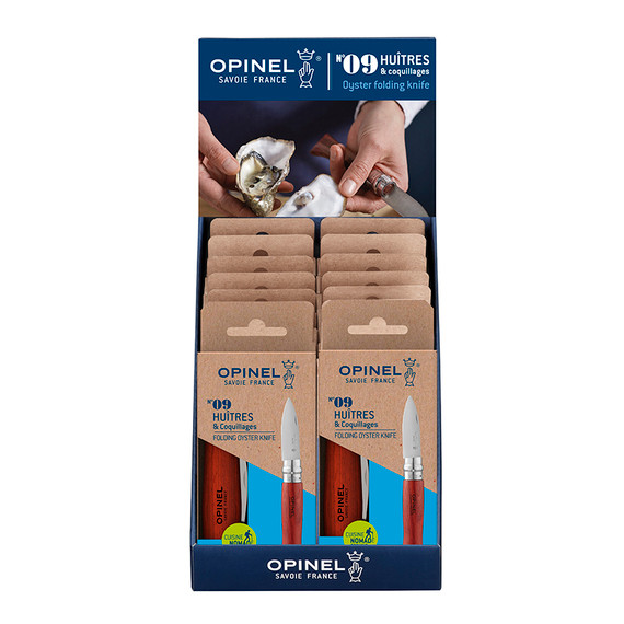 Présentoir de couteaux à huîtres 12pcs, Opinel Gourmets, acier inoxydable/padouk Présentoir de couteaux à huîtres 12pcs, Opinel Gourmets, acier inoxydable/padouk